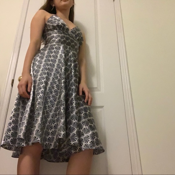 Vintage Silky Black and White Halter Dress - Picture 3 of 4